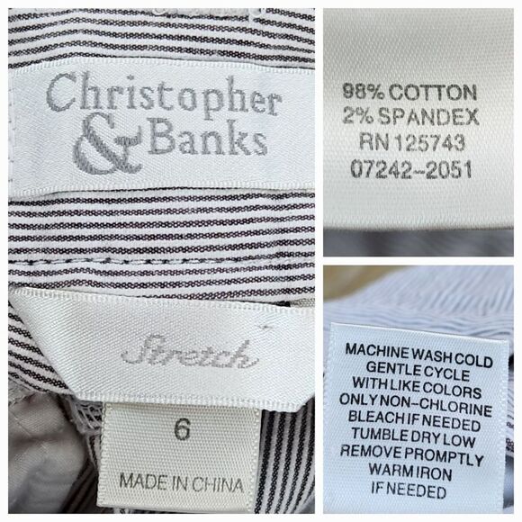 🔹️Christopher & Banks Gray Striped Seersucker Cropped Pants Size 6/28 - Picture 11 of 11